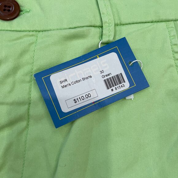 $110 Michael's NWT Men's Size 30 Green Cotton Chino Shorts Preppy Sporty Stretch - Picture 3 of 7